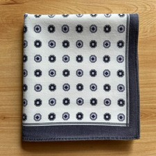 HANDKERCHIEF GRAY VINTAGE GEOMETRIC PLAIN MEN'S COTTON POCKET SQUARE 19" B1153