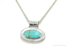 Vintage Boma Turquoise & Cubic Zirconia Sterling Silver Necklace 18"