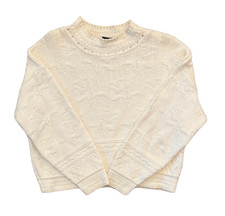 Vintage Cropped Sweater Pullover Chunky Knit Cream Textured Moulin Rouge
