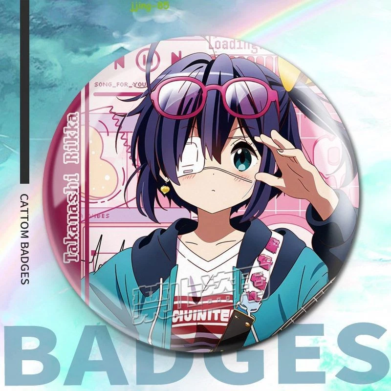 Love, Chunibyo & Other Delusion Takanashi Rikka Doble Brillo Anime Insignia Regalos Foto 4 de 4