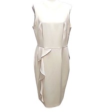 Eliza J Womens Ruffle Crepe Sheath Dress Ivory Nordstrom Size 14 (NWT-Flaw)