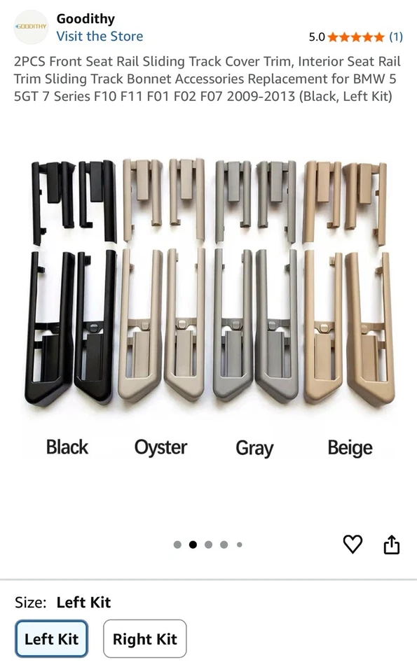 Cubierta de riel de asiento delantero para BMW Serie 5/5GT/7 F10-F02 09-13 Foto 3 de 3