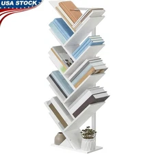 Tree Bookshelf 9-Tier Freestanding Storage Unit Space Saving Durable Home Office
