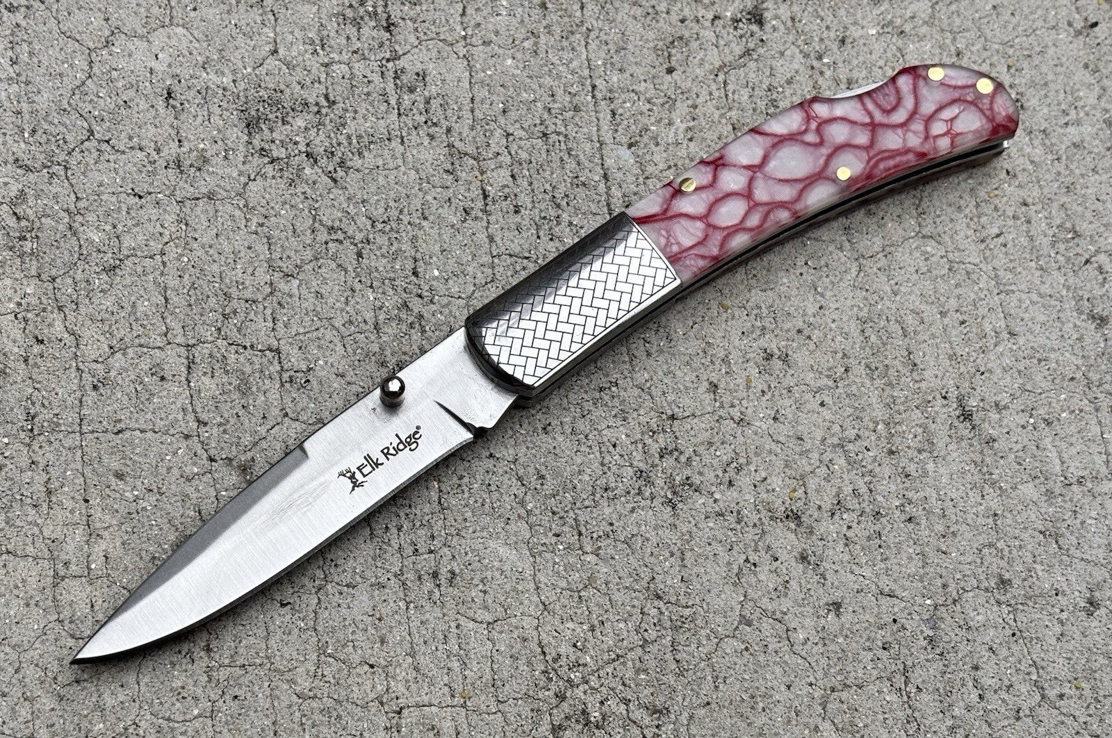 Classic Manual Pocket Knife Chrome Pink 4” Closed Sharp Elk Ridge OG Vintage