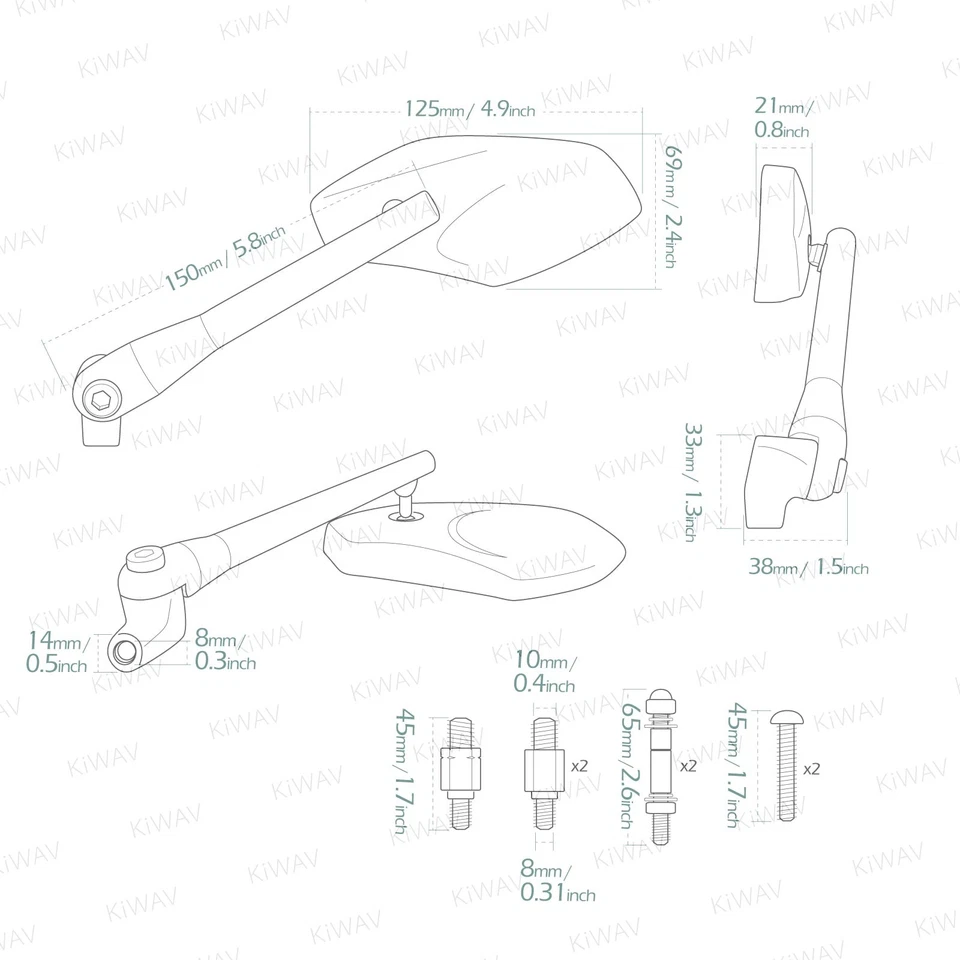 Espejos retrovisores convexos de aluminio CNC Medusa cromados 10 mm y 5/16" para Moto Guzzi Foto 2 de 4