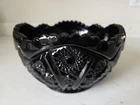Vintage Tiara Black Monarch Paneled Daisy Bowl Heavy Indiana Glass 8-1/2”x 5”