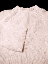 ANN MASHBURN Mock Neck THICK 100 Cotton M LOOSE KNIT Sweater BELL SLEEVES