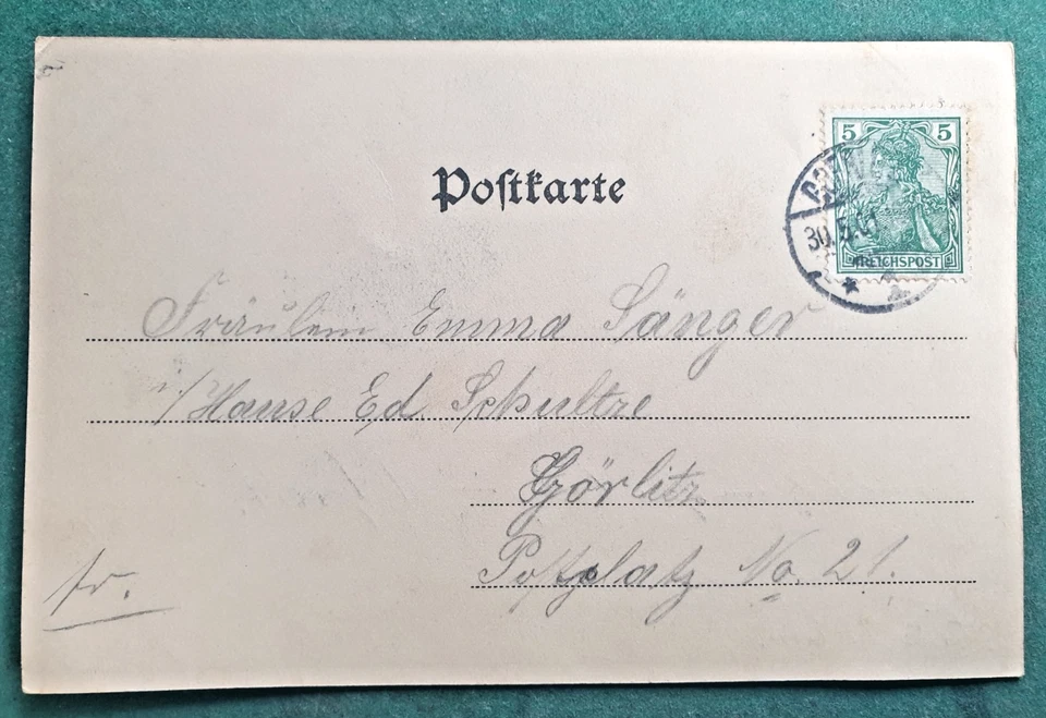 AK Rauschwalde Görlitz Schillerschlösschen 1901 Germania 5 Pfg Reichspost Postst - Bild 2 von 4