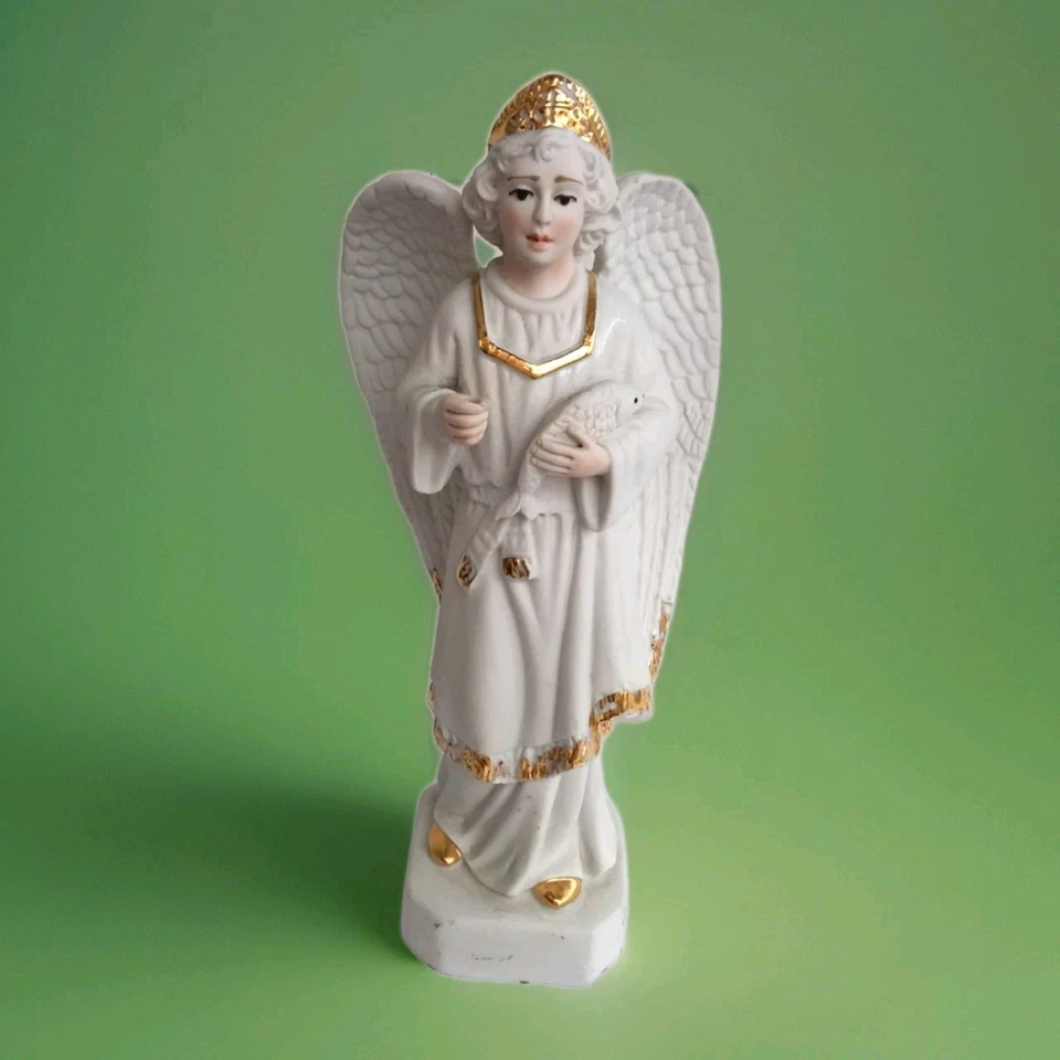 statue de l'ange gabriel en ancienne porcelaine signée neca - Photo 3/3