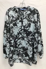 Women's Simply Vera Vera Wang Black & Blue Floral Long Sleeve Tunic Size XL