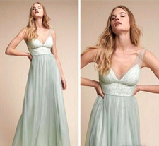 Anthropologie BHLDN Hitherto Brit Lace Chiffon Dress NWT Size 16 Green