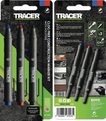 Ox Tools Baumarkierungsset TRACER Clog Free schwarz,blau,rot Marker ACF-MK3