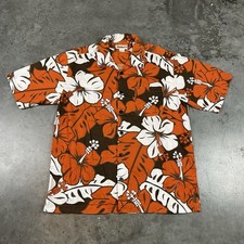 Vintage Quiksilver Hawaiian Shirt Mens Medium Orange Button Up Pockets Preowned