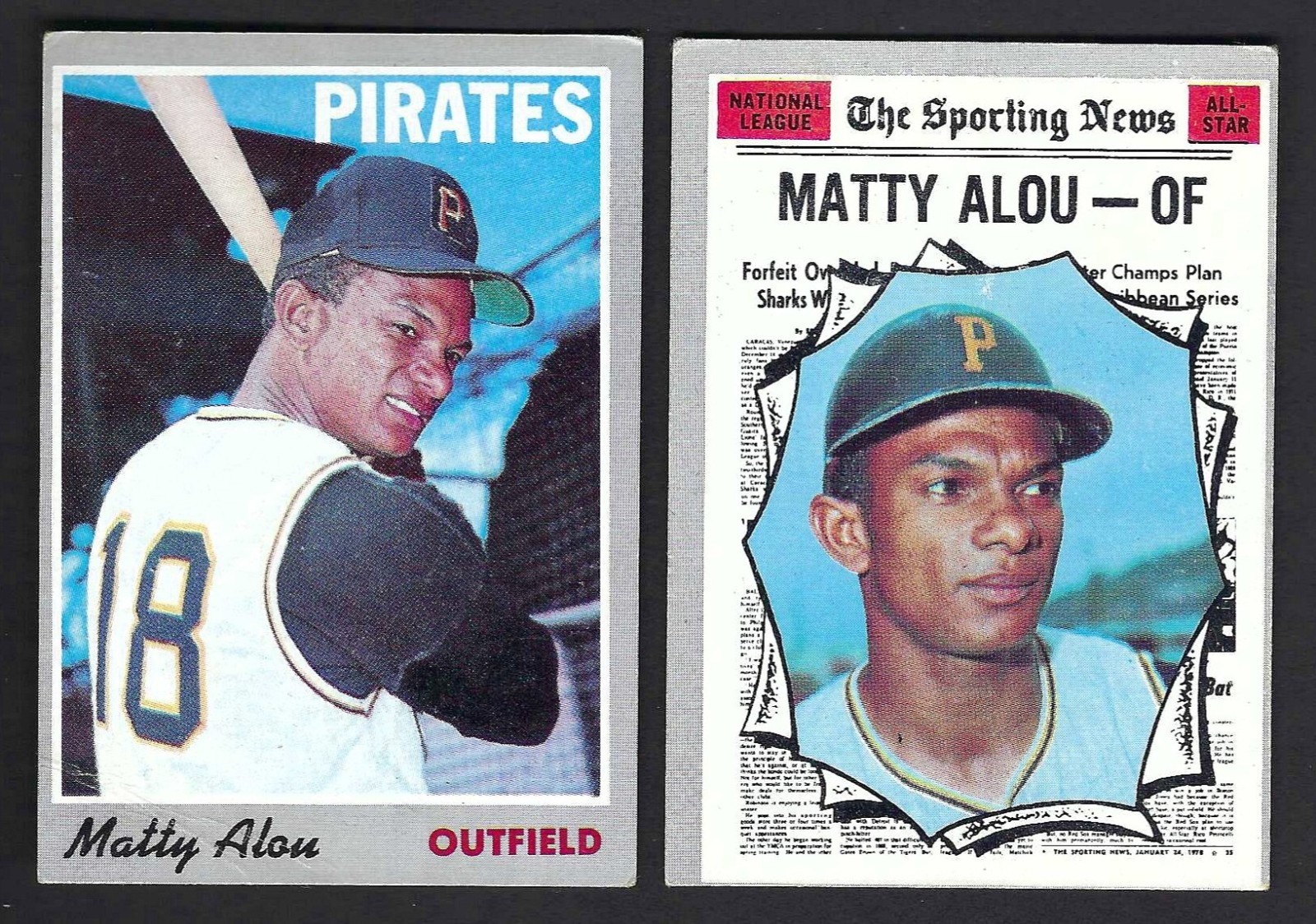 1970 Topps Pittsburgh Pirates Matty Alou Lot #s 30 & 460