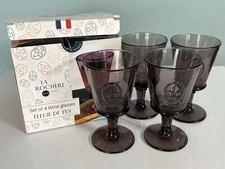 La Rochere Wine Glasses Set Of 4 "AUBERGINE"  With Box FLEUR DE LYS