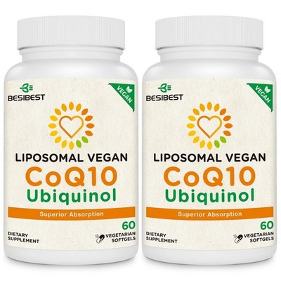 Besibest 1000mg Liposomal CoQ10 Ubiquinol, 120 60 Count (Pack of 2), Brown 