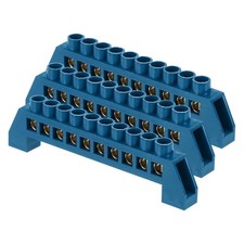 3 PCS 10 Positions Screw Brass Terminal Ground Bus Bar 7x14mm Block Blue