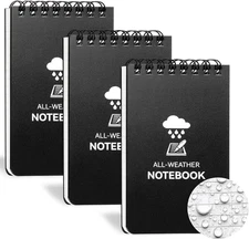 3 Pack Waterproof Notebook, 3 X 5 Pocket Notepad, All Weather Small Pocket Noteb