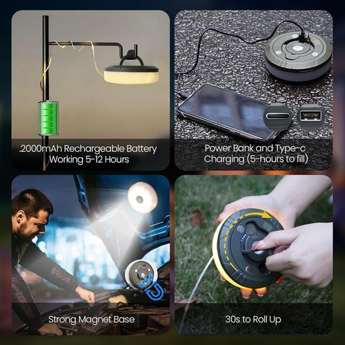 Cadena de luces LED de 33 pies para camping al aire libre impermeables portátiles almacenables - Imagen 5 de 7