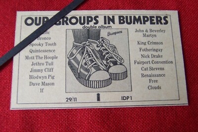 NICK DRAKE BUMPERS COMPILATION ALBUM 1970 ORIGINAL VINTAGE ADVERT CLIPPING