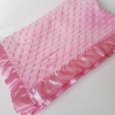 Pink Minky Dot BABY BLANKET 107x79cm Satin Edge Plush Fleece Comforter Bedding