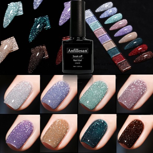 Reflective Glitter Gel Nail Varnish Anfillesan UV LED Base Coat Gel Sparkle UK - Picture 8 of 48