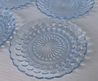 Lot of 4 Vintage  5-3/4" Hobnail Blue Bubble Depression Glass Saucers
