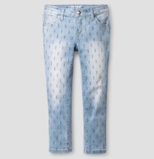 Cat  Jack Girls Light Denim Arrow Print Super Skinny Cropped Jeans Capris Sz 6