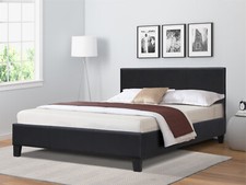 Modern Faux Leather Single Double & King Size Bed in Black or Brown + Mattress