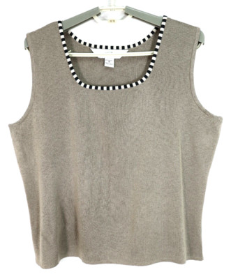 MING WANG Women's 100% Acrylic Vest Sweater Sleeveless Slit Solid Gray Size M