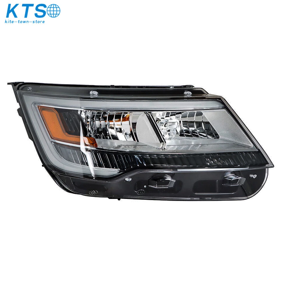 For Ford Explorer Sport 2016-2018 Chrome LED DRL Front Headlights Headlamp Pair - Image 4 of 4