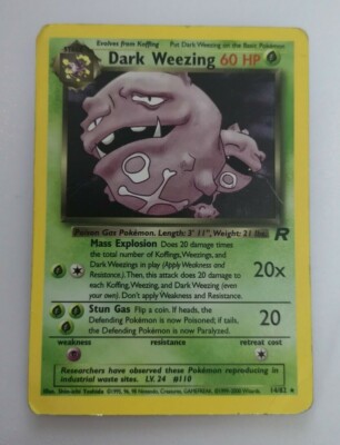 1995 weezing pokemon card value Very Rare Original 1995 Dark Weezing HOLO Pokemon Card 14/82 Free Shipping