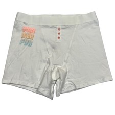 NWT AERIE Boyshort Pantie Sz M-L Ivory White SUMMER FUN
