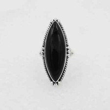 Solid 925 Silver Black Onyx Gemstone Ring Handmade Partywear Ring All Size R142