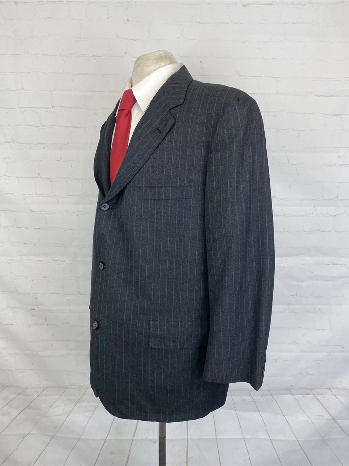 Traje Brooks Brothers para hombre gris a rayas mezcla de lana 44R 40X26 $1,195 Foto 2 de 4