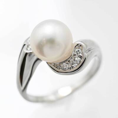 本パール Ptメレダイヤ入 リング 9.0m/m MIKIMOTO PT900 Platinum Pearl 8.2mm Diamond Ring P0017995 | eBay
