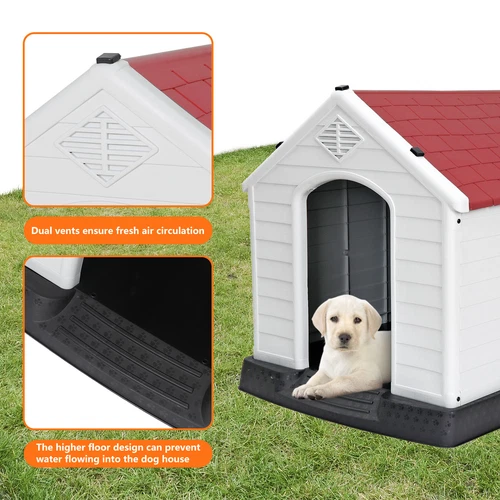 28 Zoll/32 Zoll H Outdoor Hundehaus wetterfest Tierheim Hundeheuche 4 Farben - Bild 26 von 73