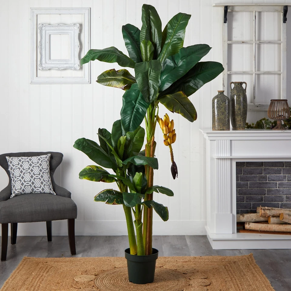 Nearly Natural 5226 6ft. Triple Stalk Banana Silk Tree  Green  53.25" x 13" x - Image 4 of 4