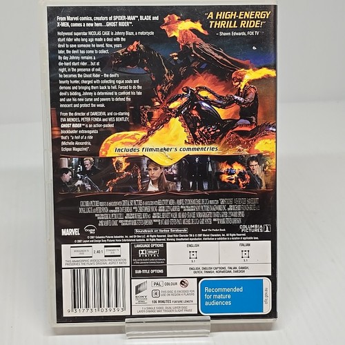 Ghost Rider DVD, 2007 Nicolas Cage, Eva Mendes, Peter Fonda, Wes Bentley, Donal - Picture 2 of 3