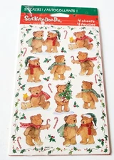 Vintage Christmas Stickers Teddy Bears American Greetings Candy Canes Holly NIP