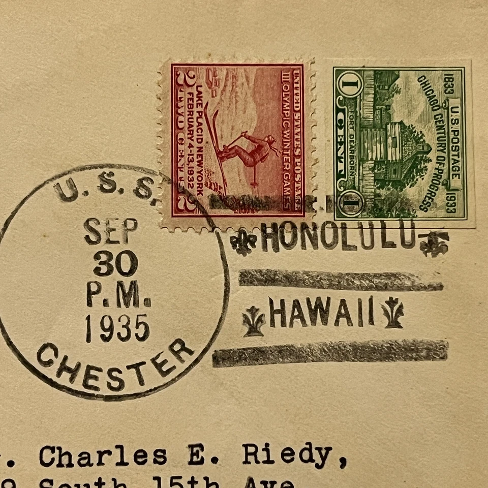 1935 USS CHESTER COVER HONOLULU HAWAII SEC. WAR ENROUTE PHILIPPINES INDEPENDENCE - Image 2 of 4