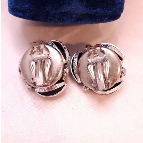 Made in Japan Vintage Necklace and Earring Costume Jewelry Set Black and Silver - Picture 6 of 7