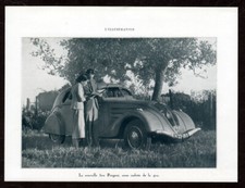 PEUGEOT 302 berline 1936 photo ancienne vintage tirage original | homme et femme lire