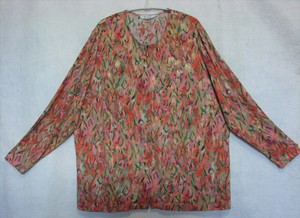 TanJay-Metallic-Floral-Zip-Front-Top-Blouse-Shirt-Size-2X-Plus-Size