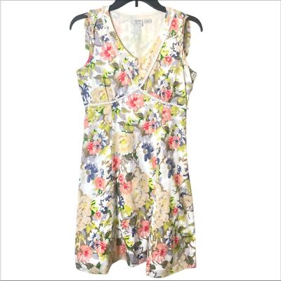 Esprit Women s Y2K Floral Babydoll Dress 6 Cotton V Neck Ruffle Cottagecore