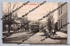 Main Street Trolley Train MANNINGTON West Virginia Antique Collotype Postcard 09