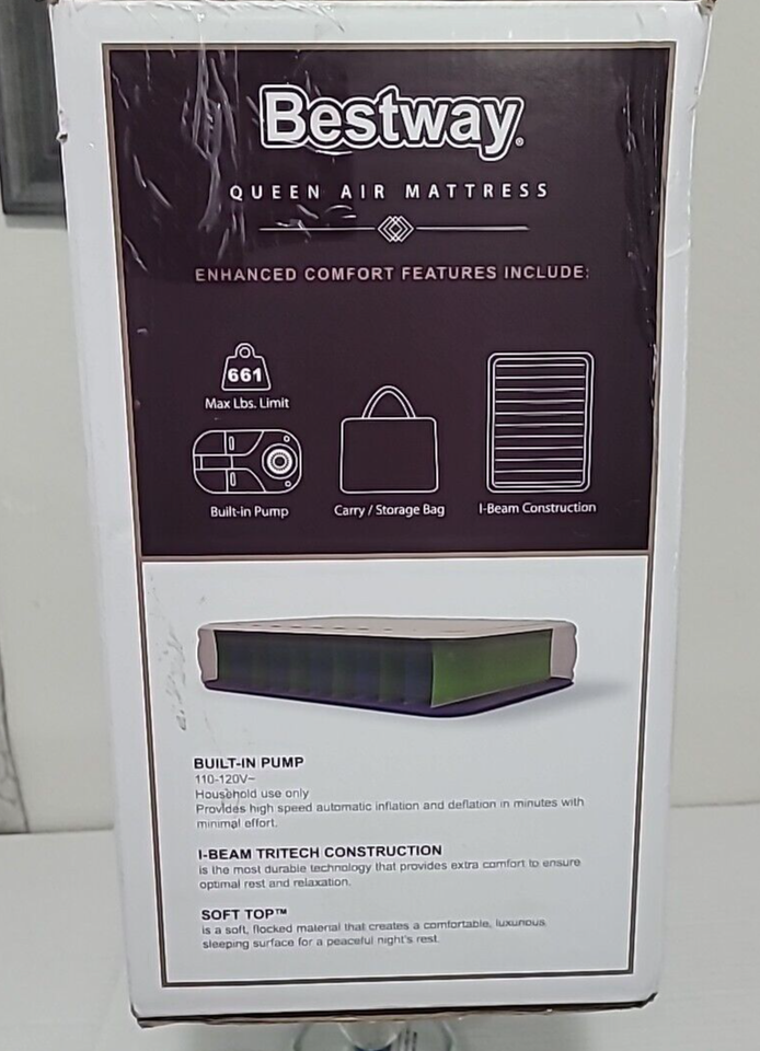 Bestway 20" Queen Air Mattress with Builtin PumpMaroonTRITECH INT