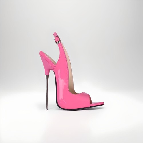 METAL stiletto slingback high heels fetish sexy dominatrix size UK4-13 extreme - Picture 7 of 10
