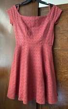 SALE Free People FP Red Ochre Boho Dress Size 2 Cap Sleeve Eyelet knit crochet