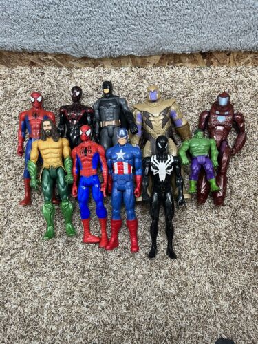 Marvel DC 12” Action Figures Lot Of 10 Spider Man Batman Captain America Large